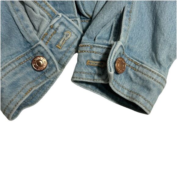 Anthropologie Pilcro Pleated Front Denim Jacket  Sz. XS Light Wash Back Buckle - Picture 10 of 16